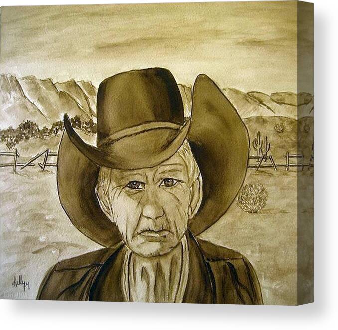 Cowboy Canvas Print featuring the painting Cowboy Tex by Kelly Mills