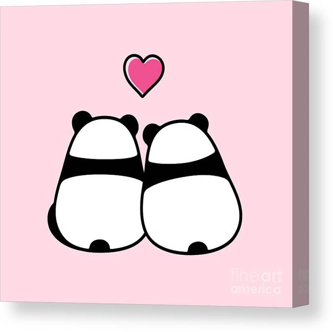 Cute panda couple in love Valentine's day Gift Canvas Print / Canvas Art by Mohomed - Fine Art America