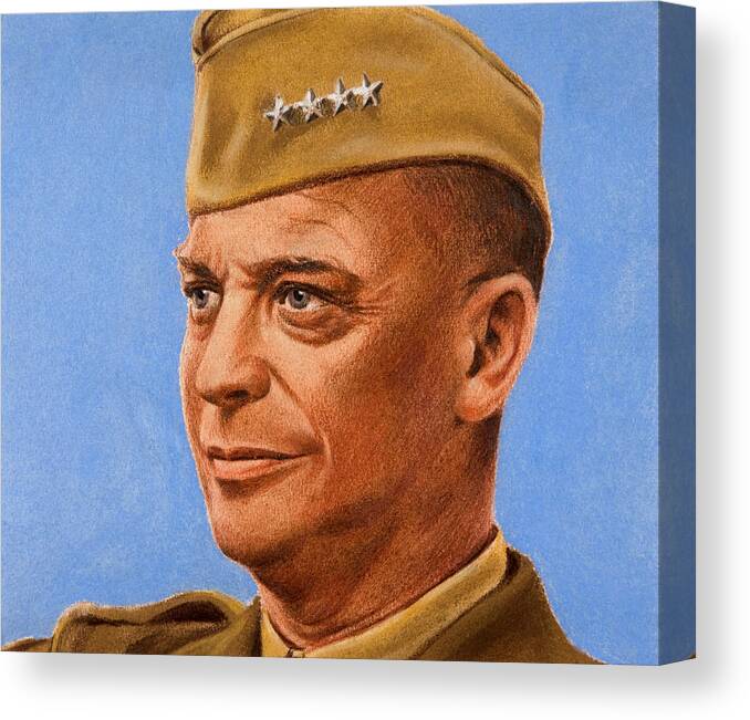 Dwight Eisenhower Canvas Print featuring the painting General Dwight Eisenhower Portrait - William Timym by War Is Hell Store