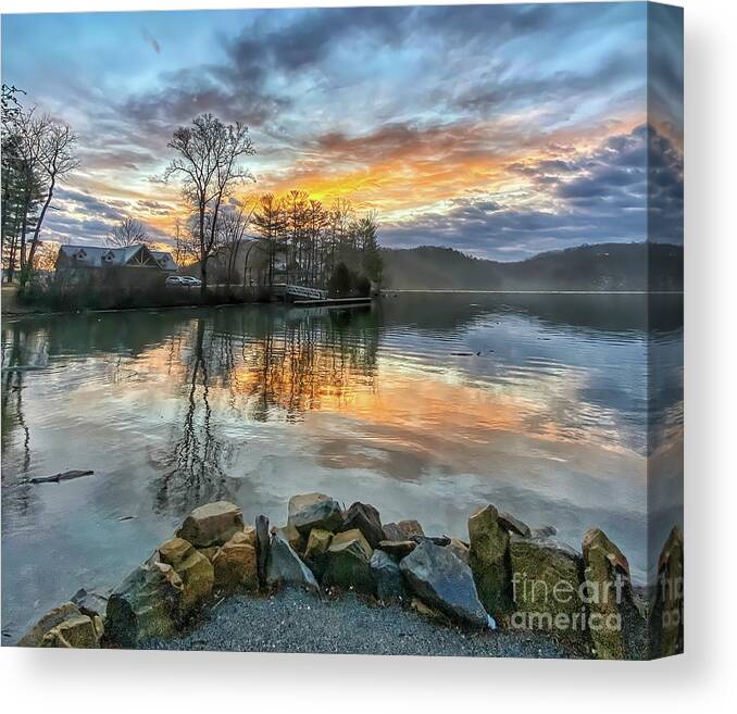 Sunrise Canvas Print featuring the photograph Glorious Morning at Claytor Lake State Park by Kerri Farley