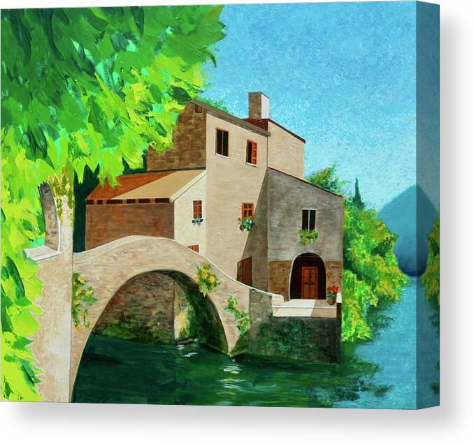 Italy Canvas Print featuring the painting House at Como by Rollin Kocsis