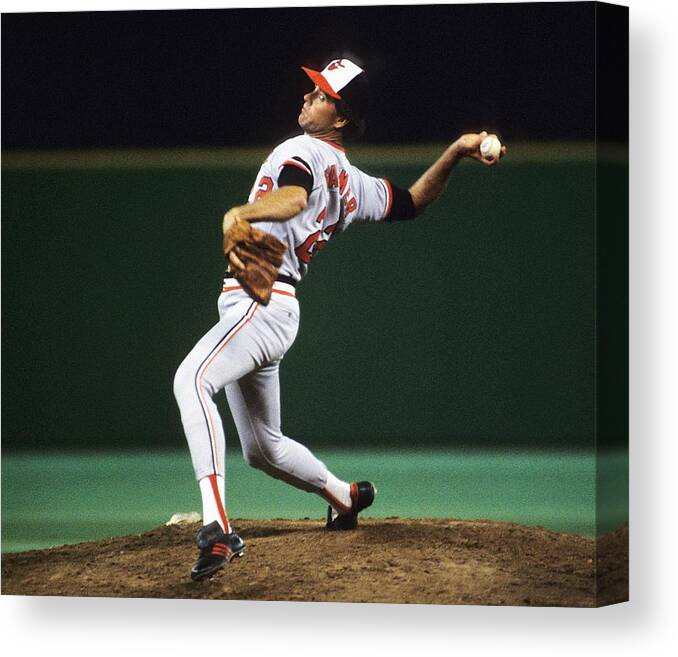 1980-1989 Canvas Print featuring the photograph Jim Palmer by Ronald C. Modra/sports Imagery