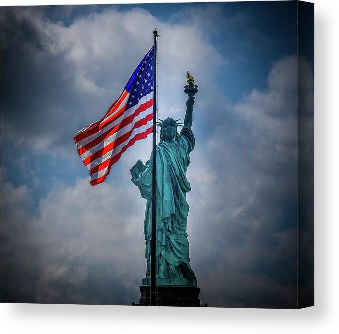 American Flag Canvas Print featuring the photograph Lady Liberty the Patriot by Jason Brooks