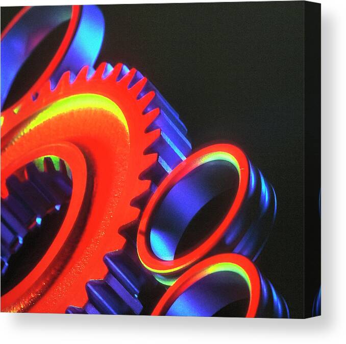 Gears Canvas Print featuring the photograph Metallic Motion by Randall Dill
