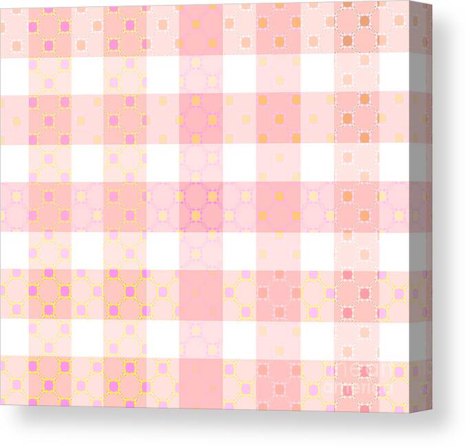 Checkered Fabric Canvas Print featuring the digital art Modern Geometrical Art Pattern in Soft Pink by Patricia Awapara