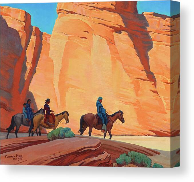 Maynard Dixon Canvas Print featuring the painting Navajos in a Canyon by Maynard Dixon