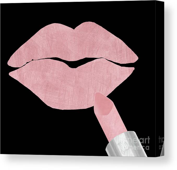 Canvas Print Wall Art Red Lipstick Lips with Purple & Gold Glitter