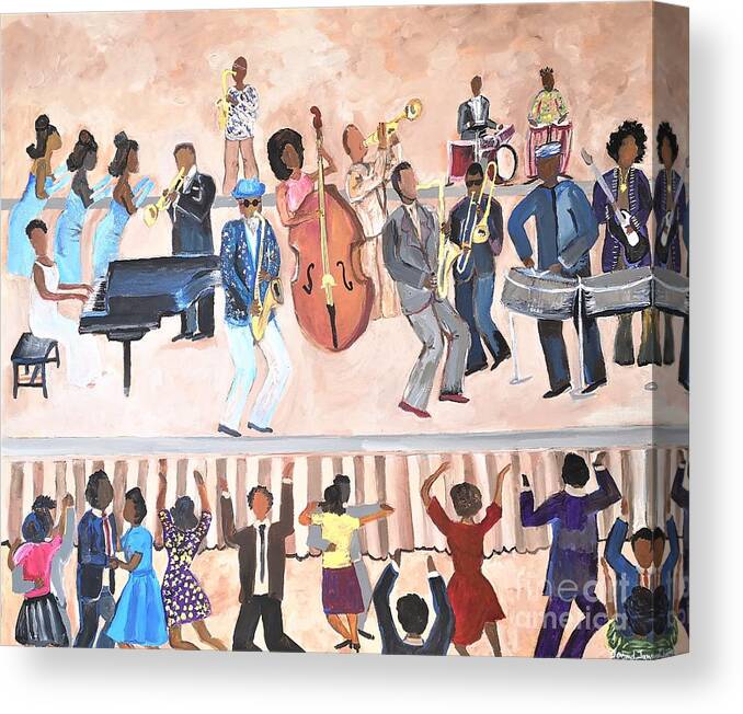 Manu Dibango Canvas Print featuring the painting Pan Jazz Festival by Jennylynd James