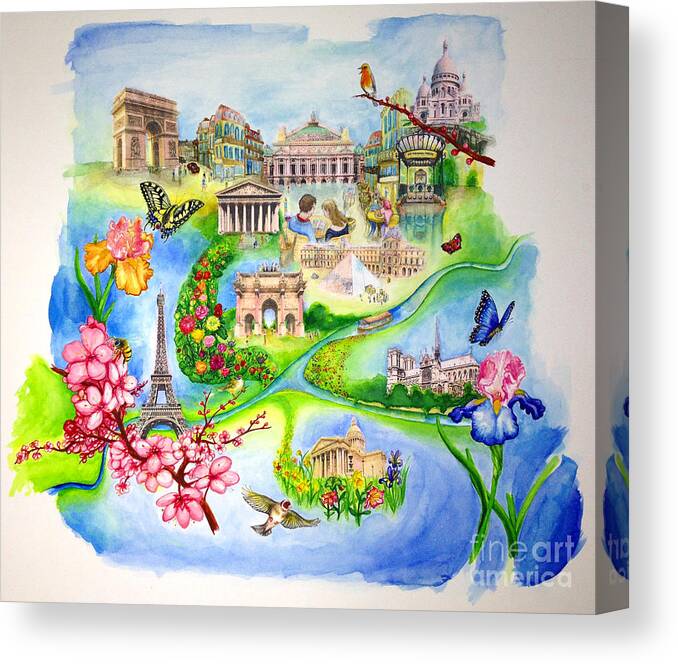 Paris Canvas Print featuring the painting Parisian Spring by Michelle Bien