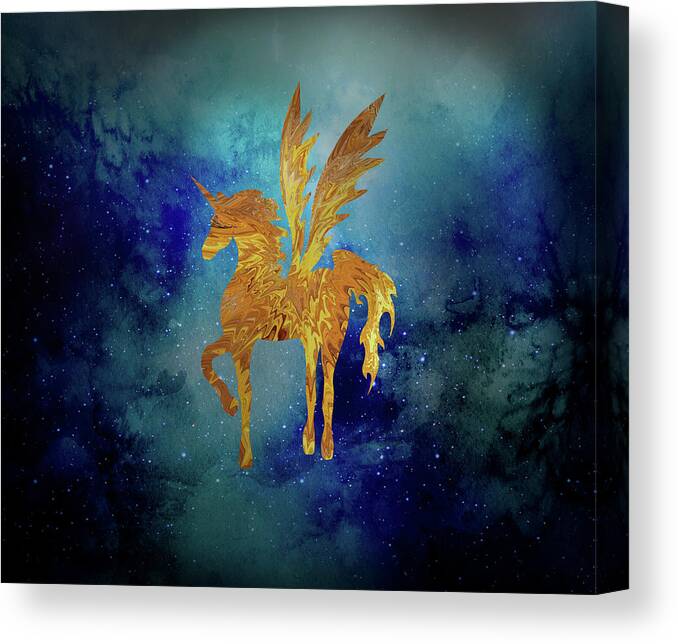 Pegasus Canvas Print featuring the digital art Pegasus in Space by Sambel Pedes