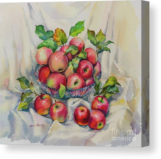 Pink Ladies Apples Canvas Print featuring the digital art Pink Ladies Still Life by Maria Rabinky