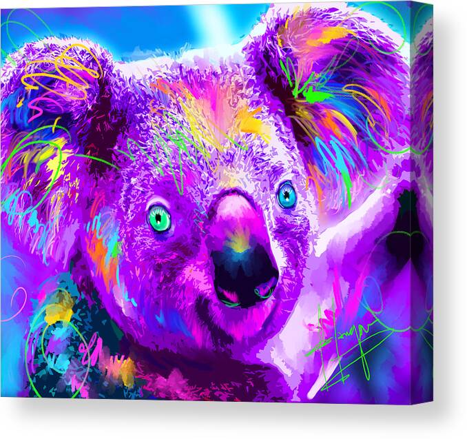 Koala Canvas Print featuring the painting pOpKoala LaLa by DC Langer