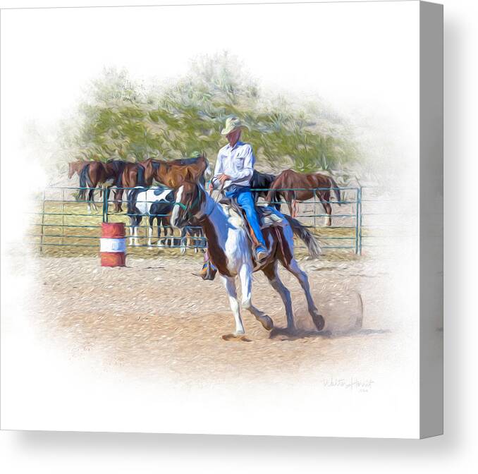 Cowboy Canvas Print featuring the digital art Ranch Rider Digital Art Painting by Walter Herrit
