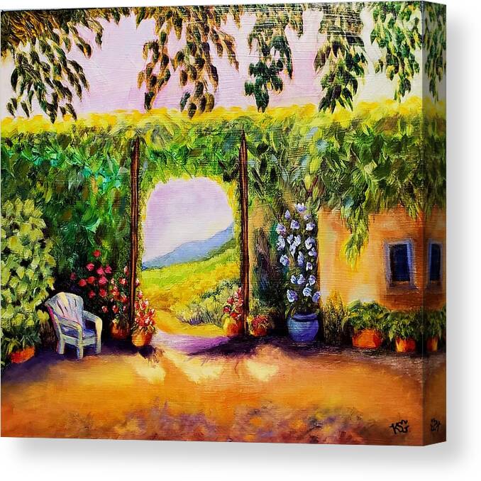 France Canvas Print featuring the painting Saturday Afternoon by Kim Shuckhart Gunns