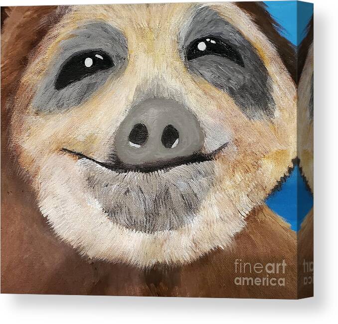 Newby Canvas Print featuring the painting Sloth Face by Cindy's Creative Corner