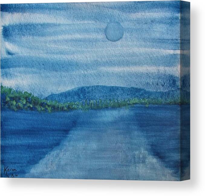 Original Art Print Canvas Print featuring the painting Soul Rest By The Lake by Karen Nice-Webb