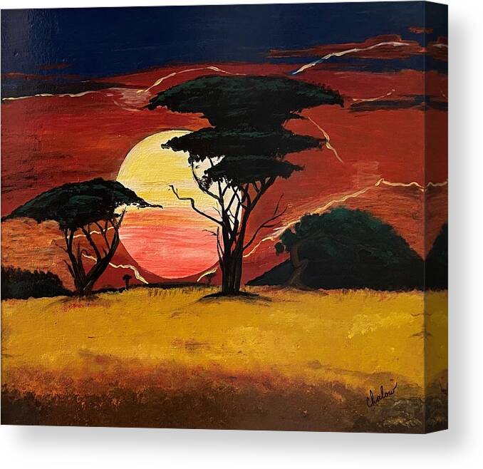 Sunset Canvas Print featuring the painting Sunset by Charles Young