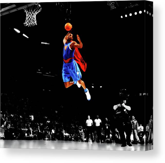 Dwight Howard Canvas Print featuring the mixed media Superman Dwight Howard by Brian Reaves