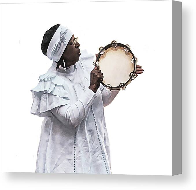 Black Art Canvas Print featuring the photograph Tambourine by Edward Shmunes