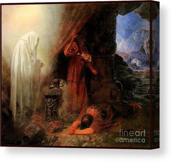 Witch Canvas Print featuring the painting The Witch of Endor 1860 by Edward Henry Corbould