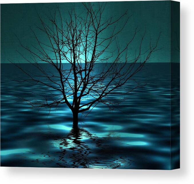 Tree In Ocean Canvas Print featuring the photograph Tree in Ocean by Marianna Mills