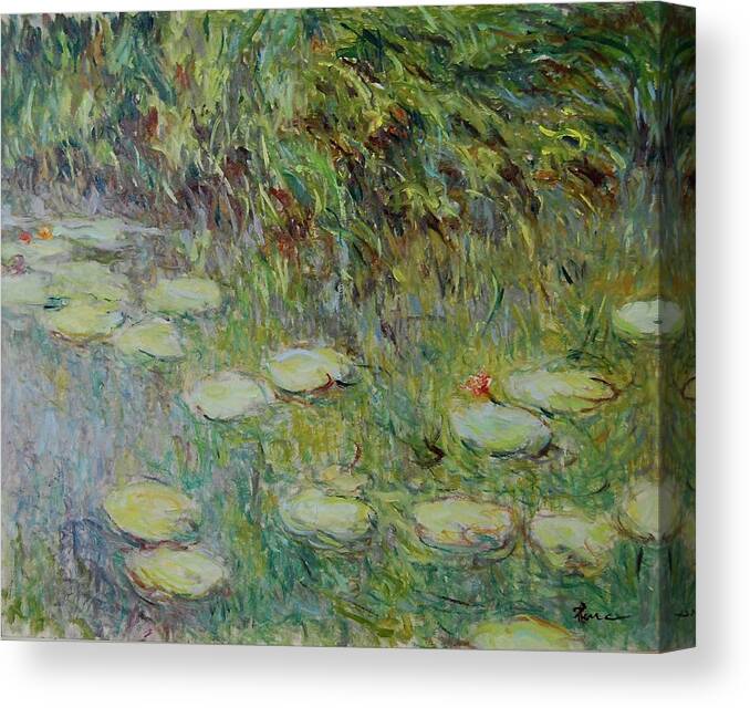 Water Lilies Canvas Print featuring the painting Waterlelie Nymphaea Nr.19 by Pierre Dijk