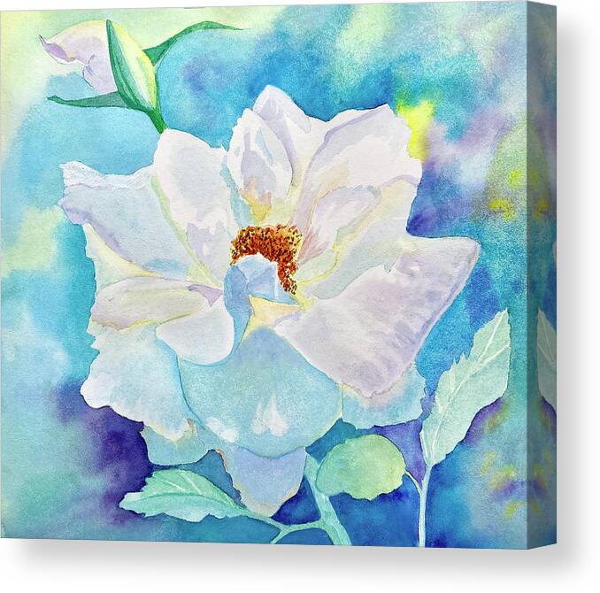 Rose Canvas Print featuring the painting White Rose by Deborah League