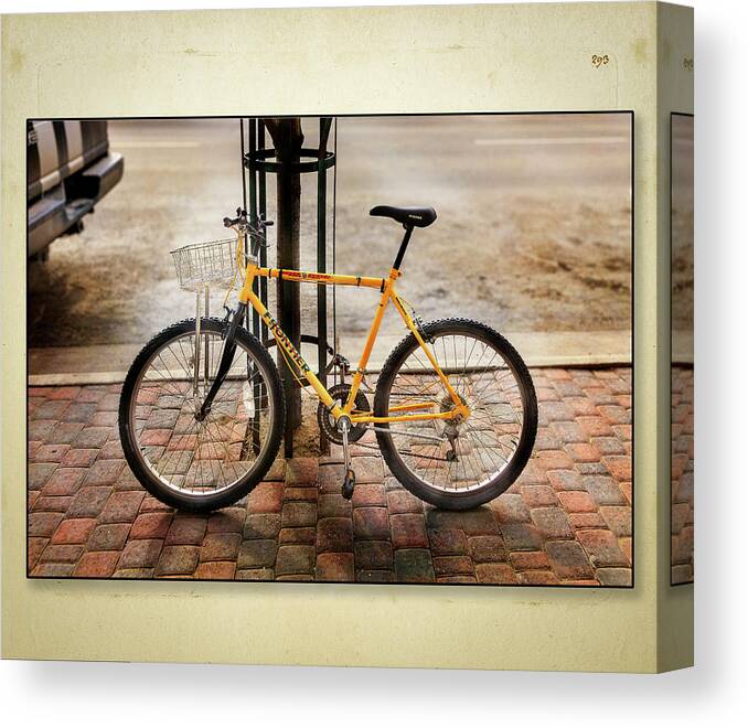 Bicycle Canvas Print featuring the photograph Yellow Frontier Bicycle Set by Craig J Satterlee