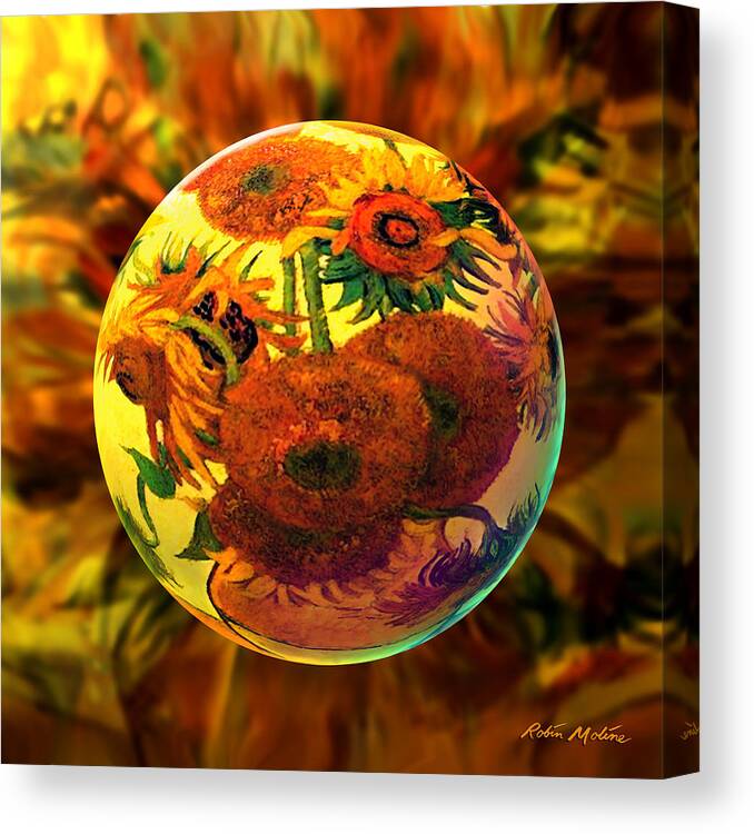  Sunflowers Canvas Print featuring the digital art  Van Globing Inflorescence by Robin Moline