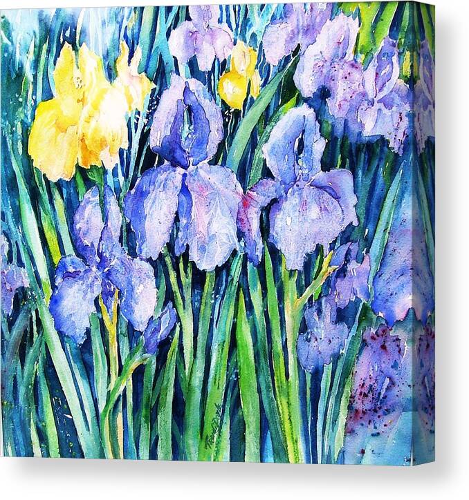 Iris Canvas Print featuring the painting Irises by Trudi Doyle