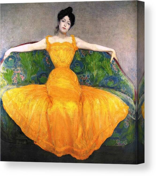 Max Kurzwell Canvas Print featuring the painting Lady in Yellow Dress by MotionAge Designs
