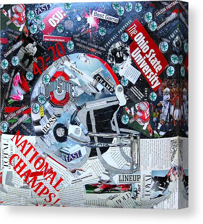 Ohio State Canvas Print featuring the painting Ohio State University National Football Champs by Colleen Taylor
