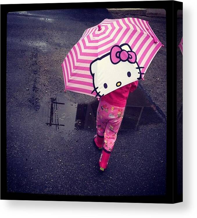 Rainboots Canvas Print featuring the photograph 1, 2, 3, Jump! A Walk In The Morning by Delia Douglas
