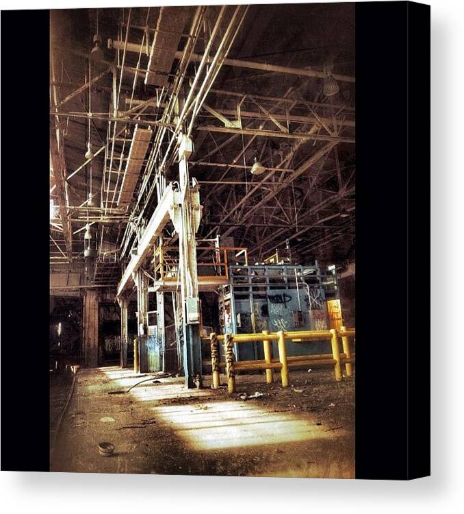 Industrial Canvas Print featuring the photograph #abandoned #urbanexploration #urbex #ue #1 by Angela Angermaier