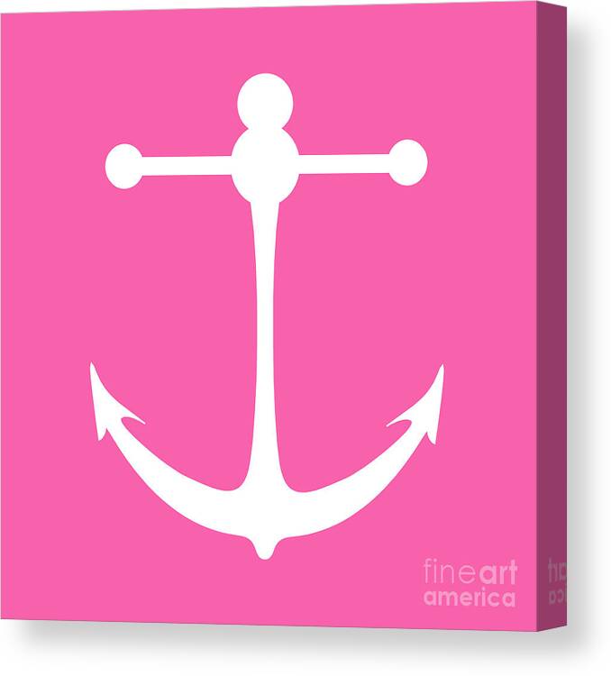 Graphic Art Canvas Print featuring the digital art Anchor in Pink and White #1 by Jackie Farnsworth