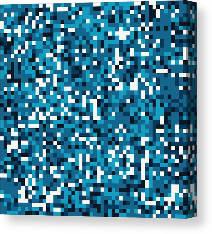 Art Canvas Print featuring the digital art Blue Pixel Art #1 by Mike Taylor