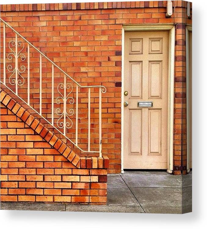 Brickoftheday Canvas Print featuring the photograph Brick And Bannister #1 by Julie Gebhardt