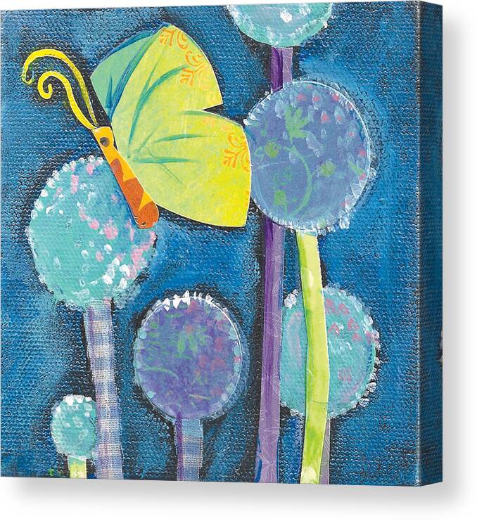 Butterfly Canvas Print featuring the painting Butterfly and the Dandies #1 by Shelley Overton