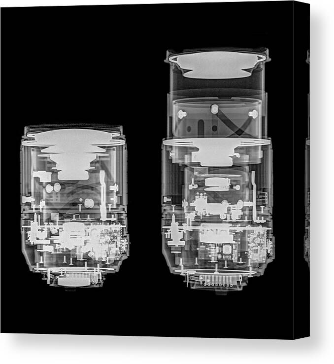 Complex Canvas Print featuring the photograph Camera Lens Under X-ray. #1 by Photostock-israel