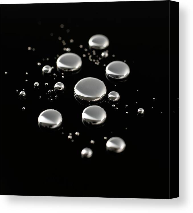 Black Background Canvas Print featuring the photograph Drops Of Mercury #1 by Science Photo Library