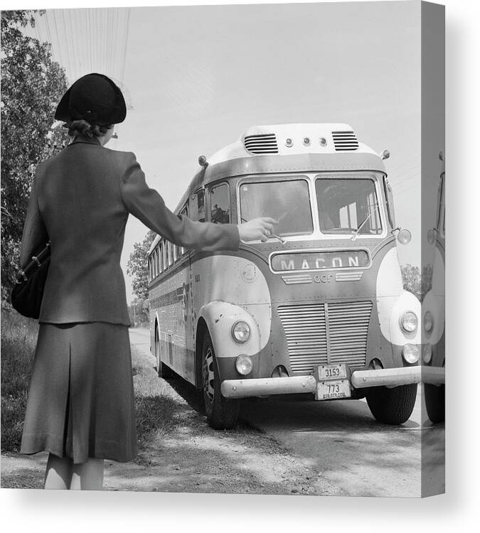 1943 Canvas Print featuring the photograph Georgia Bus Travel, 1943 #1 by Granger