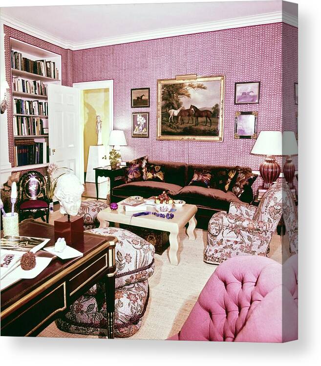 Decorative Art Canvas Print featuring the photograph Jackie Onassis's Library by Horst P. Horst