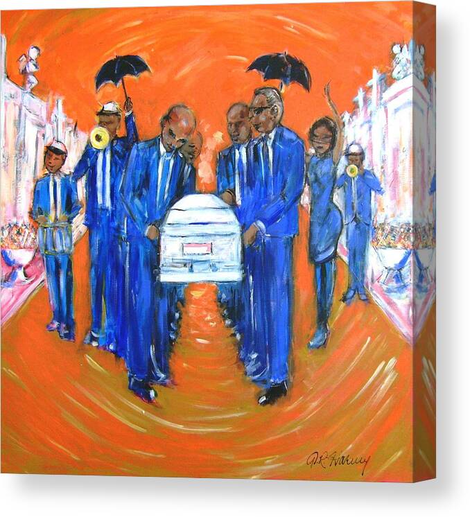 Blues Canvas Print featuring the painting Jazz Funeral #1 by Aaron Harvey