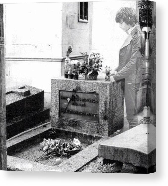 Gravesite Canvas Print featuring the photograph Jim #1 by Doggytours Art