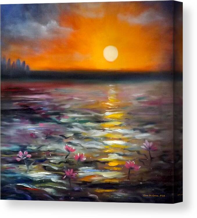 Sunset Canvas Print featuring the painting Lily Sunset by Gina De Gorna