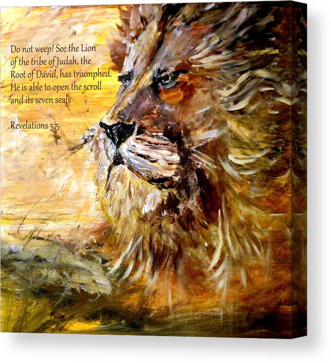 Then One Of The Elders Said To Me Canvas Print featuring the painting Lion of Judah #1 by Amanda Dinan