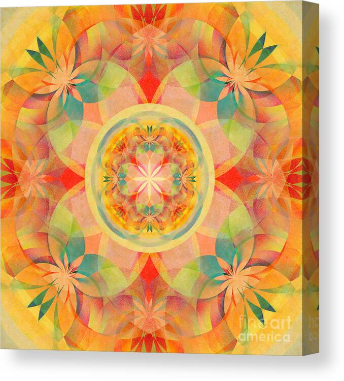 Abstract Canvas Print featuring the digital art Lotus Mandala #1 by Klara Acel