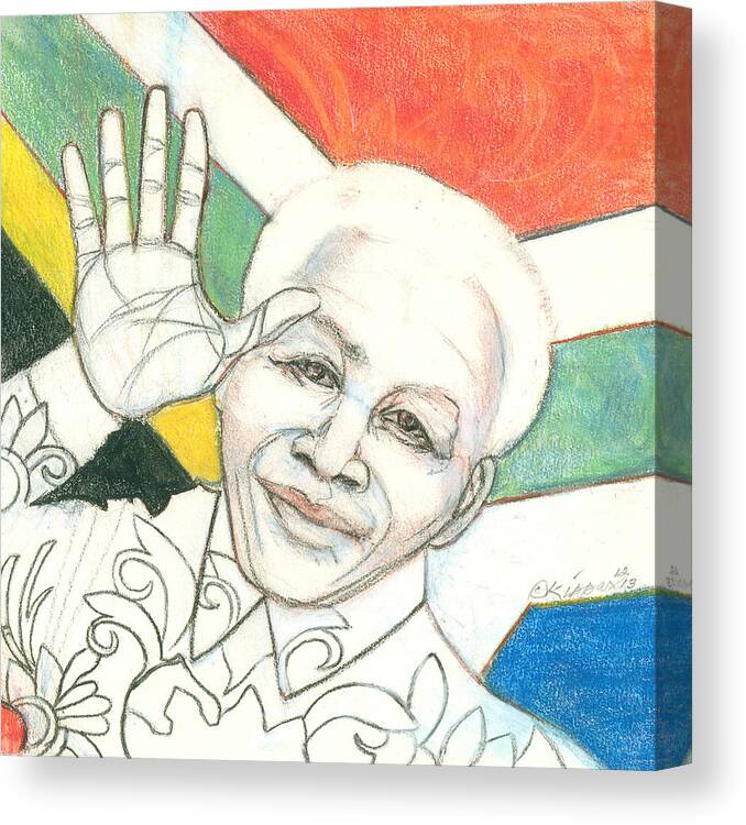 Portrait Canvas Print featuring the drawing Mandela Mandala by Kippax Williams