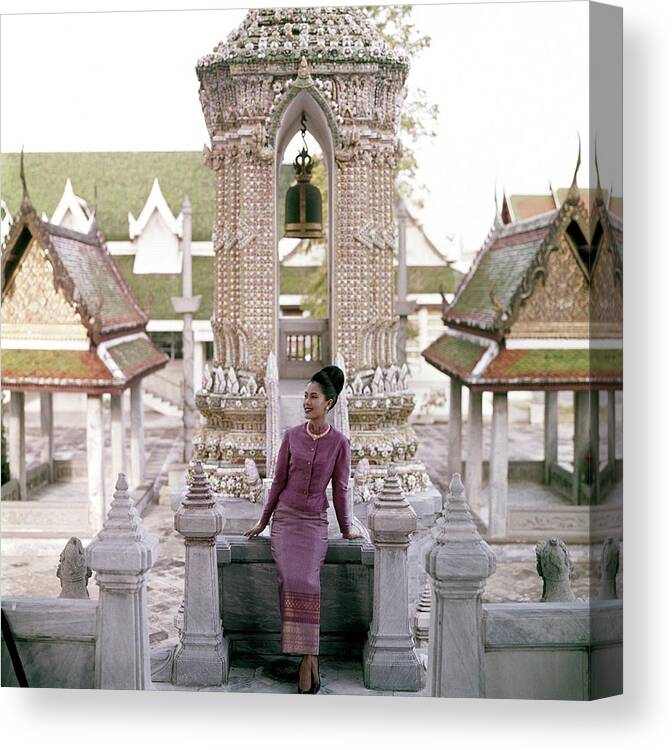 Royalty Canvas Print featuring the photograph Queen Sirikit At The Grand Palace #1 by Henry Clarke