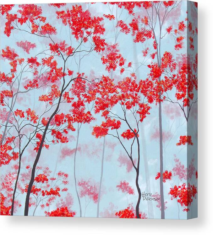 Abstract Canvas Print featuring the painting Red Forest #1 by Herb Dickinson